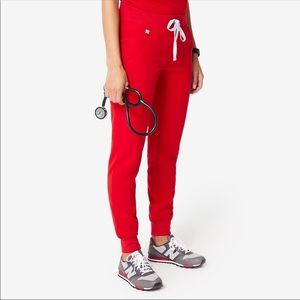 FIGS Red Zamora Jogger Scrub Pants